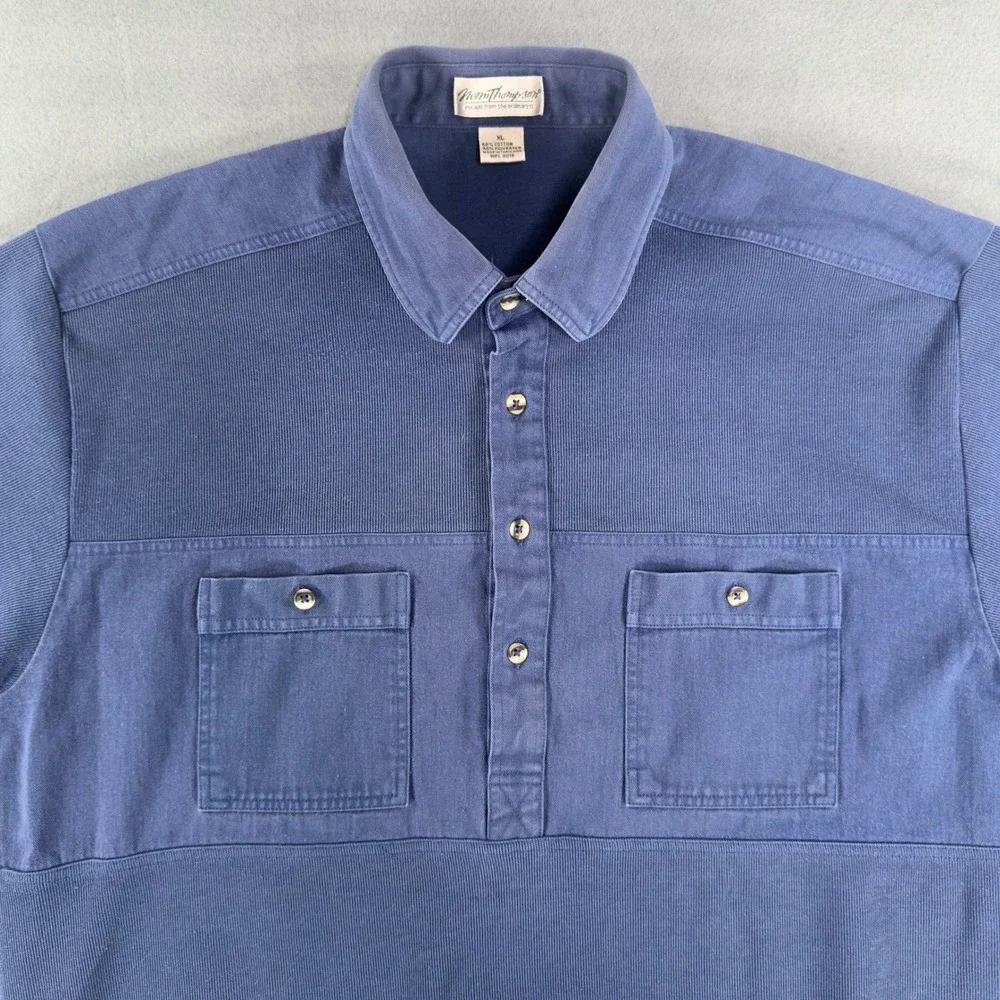 Vintange Norm Thompson Mens XL Double Pocket Normcore Short Sleeve Knit Polo